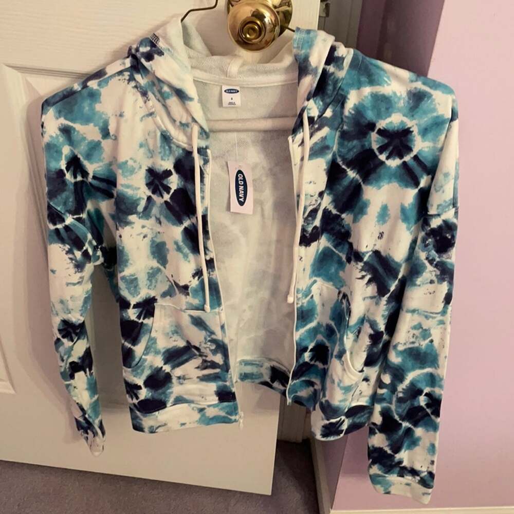 Old Navy tie-dye zipper blue and white small